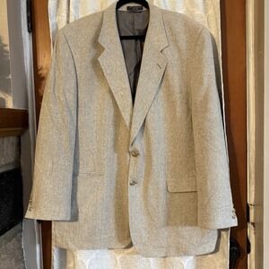 Barrington Mens Sport Coat Two Button 100% ‎ Silk Herringbone 44R